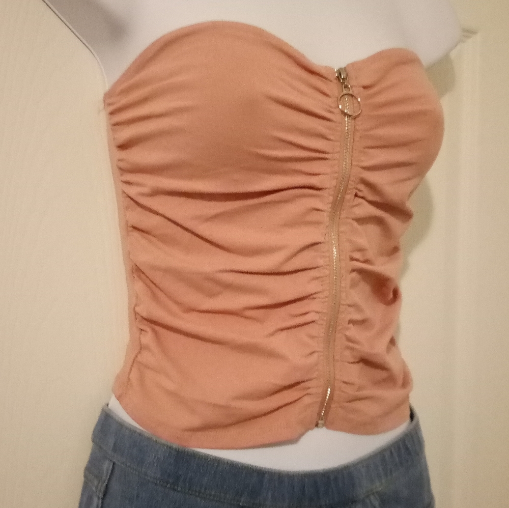 🟣Ambiance light pink zip up tube top - Picture 2 of 5